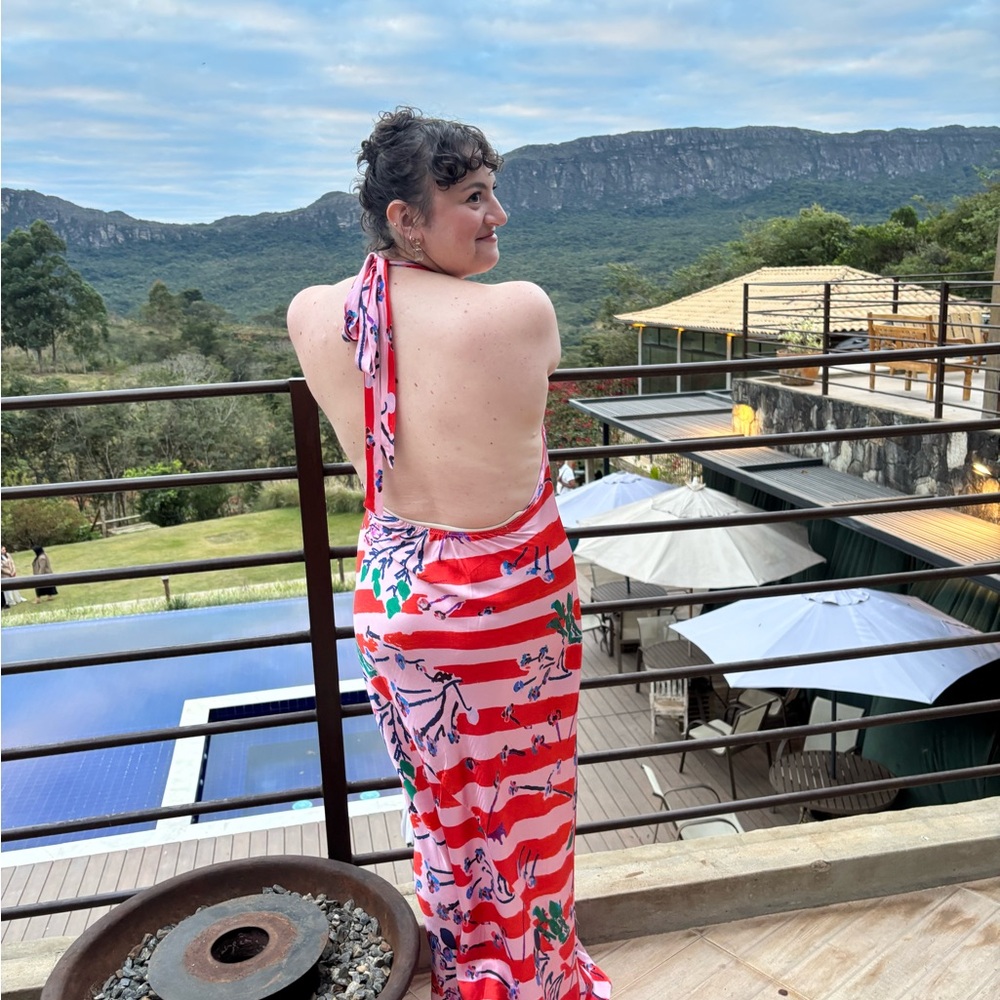 ASOS Red and White Backless Dress